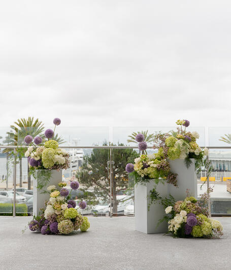 sculptural and mossy / altar pedestal clouds / green, white, yellow, purple / Kristine and Charles
